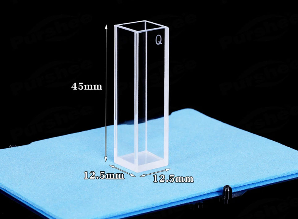 Standard quartz fluorescence cuvette cell with lid(10mm) four surfaces are transparent High transmittance - Image 3