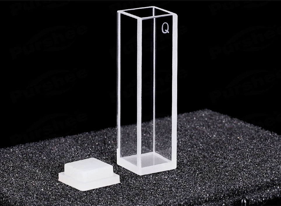 Standard quartz fluorescence cuvette cell with lid(10mm) four surfaces are transparent High transmittance